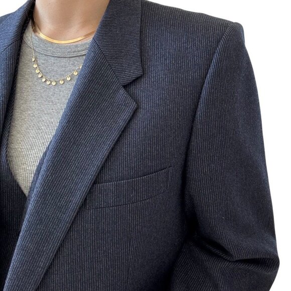 Vintage 1970s Yves Saint Laurent YSL Navy Blue Wool 3 Piece Blazer Suit Set 40R - Picture 11 of 13